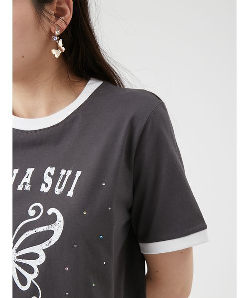 LILY BROWN(リリーブラウン)の「【LILY BROWN×ANNA SUI】バタフライリンガーストーンTシャツ(Tシャツ/カットソー・レディース・ホワイト/チャコールグレー/ミント・F)」の13枚目の写真