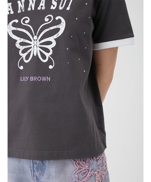 LILY BROWN(リリーブラウン)の「【LILY BROWN×ANNA SUI】バタフライリンガーストーンTシャツ(Tシャツ/カットソー・レディース・ホワイト/チャコールグレー/ミント・F)」の14枚目の写真