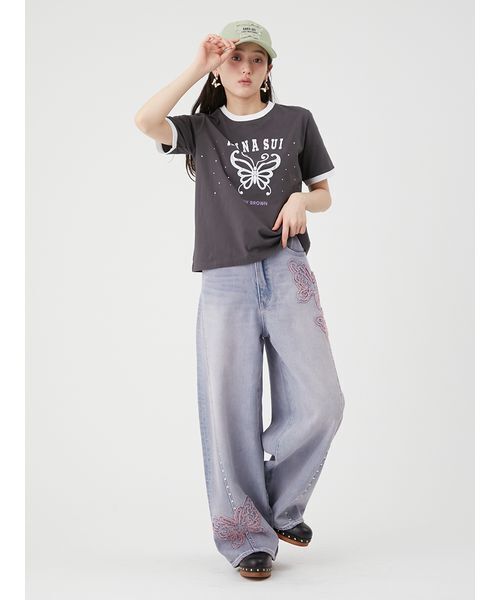 LILY BROWN(リリーブラウン)の「【LILY BROWN×ANNA SUI】バタフライリンガーストーンTシャツ(Tシャツ/カットソー・レディース・ホワイト/チャコールグレー/ミント・F)」の15枚目の写真