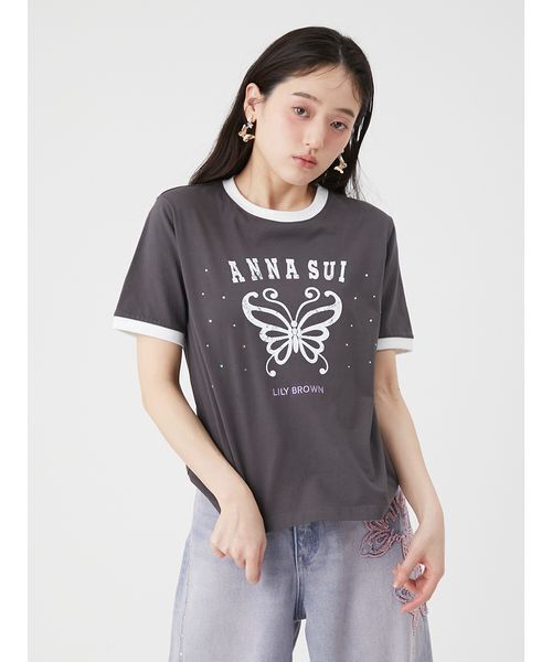 LILY BROWN(リリーブラウン)の「【LILY BROWN×ANNA SUI】バタフライリンガーストーンTシャツ(Tシャツ/カットソー・レディース・ホワイト/チャコールグレー/ミント・F)」の17枚目の写真