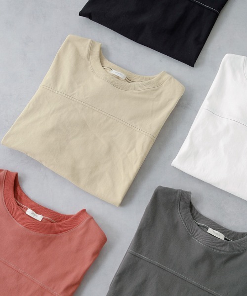HUG.U(ハグユー)の「オーバーサイズステッチTシャツ(Tシャツ/カットソー・レディース・ベージュ/ダークグレー/オレンジ/ホワイト/ブラック・FREE)」の21枚目の写真