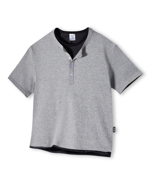 YOSEMITE(ヨセミティ)の「ストライプレイヤードヘンリーネッククロップ半袖Tシャツ3カラーYT-3Y29(Tシャツ/カットソー・メンズ・ブラック/ホワイト/グレー・LARGE/MEDIUM/X-LARGE)」の3枚目の写真