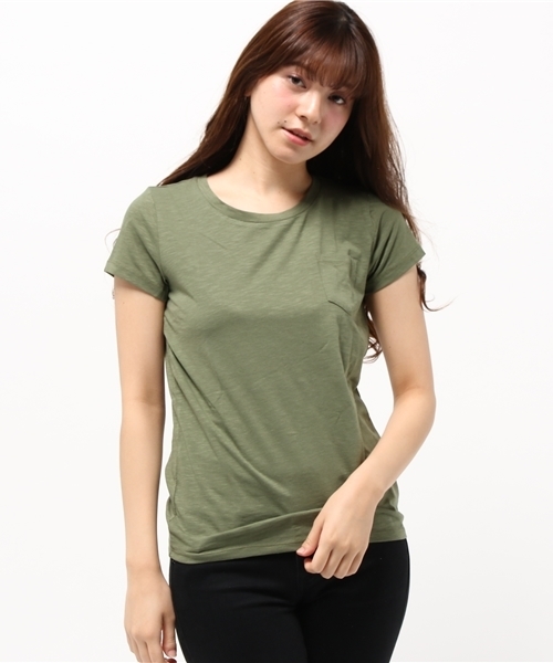 earth music&ecology（アースミュージックアンドエコロジー）の「【2016Spring】ポケットＴシャツ（Tシャツ/カットソー・レディース・LT.Gray/カーキ/ベージュ/オレンジ/インディゴブルー/ネイビー/オフホワイト/ブラック・MEDIUM/LARGE）」の18枚目の写真