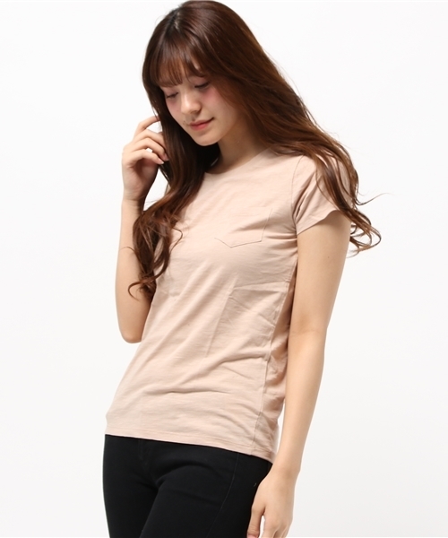 earth music&ecology（アースミュージックアンドエコロジー）の「【2016Spring】ポケットＴシャツ（Tシャツ/カットソー・レディース・LT.Gray/カーキ/ベージュ/オレンジ/インディゴブルー/ネイビー/オフホワイト/ブラック・MEDIUM/LARGE）」の4枚目の写真