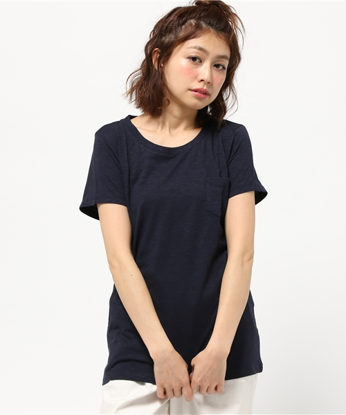 earth music&ecology（アースミュージックアンドエコロジー）の「【2016Spring】ポケットＴシャツ（Tシャツ/カットソー・レディース・LT.Gray/カーキ/ベージュ/オレンジ/インディゴブルー/ネイビー/オフホワイト/ブラック・MEDIUM/LARGE）」の5枚目の写真