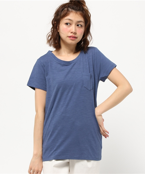 earth music&ecology（アースミュージックアンドエコロジー）の「【2016Spring】ポケットＴシャツ（Tシャツ/カットソー・レディース・LT.Gray/カーキ/ベージュ/オレンジ/インディゴブルー/ネイビー/オフホワイト/ブラック・MEDIUM/LARGE）」の6枚目の写真