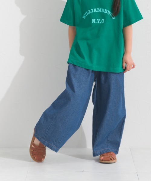 OMNES(オムネス)の「キッズ ウォッシュ加工 デニムサーカスバルーンパンツ(デニムパンツ・キッズ・ブルー/インディゴブルー/キナリ・LARGE/MEDIUM)」の14枚目の写真