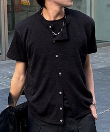 【Chikashitsu +】sleek layered button half sleeve tee (4color) / 【チカシツプラス】スリークレイヤードボタン半袖カーディガンシャツ＜着用動画あり＞