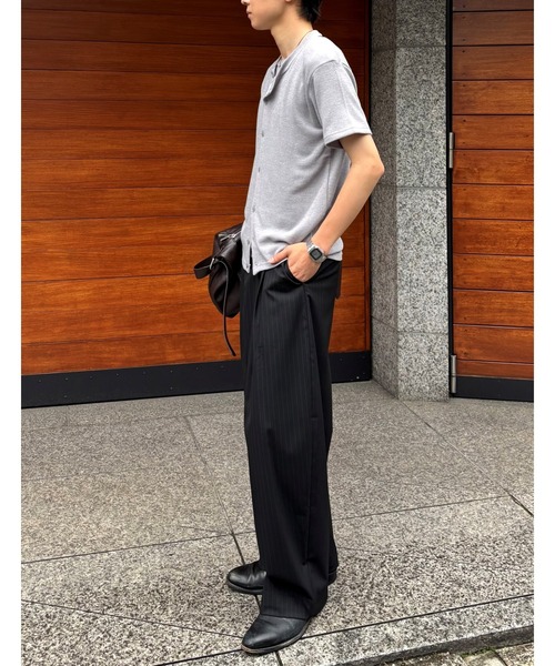 Chikashitsu +(チカシツプラス)の「【Chikashitsu +】sleek layered button half sleeve tee (4color) / 【チカシツプラス】スリークレイヤードボタン半袖カーディガンシャツ<着用動画あり>(Tシャツ/カットソー・メンズ・ブラック/グレー/ホワイト/レッド・ONE SIZE)」の15枚目の写真