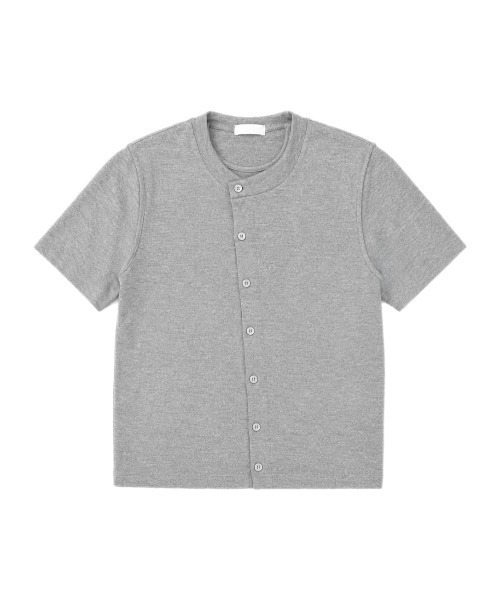 Chikashitsu +(チカシツプラス)の「【Chikashitsu +】sleek layered button half sleeve tee (4color) / 【チカシツプラス】スリークレイヤードボタン半袖カーディガンシャツ<着用動画あり>(Tシャツ/カットソー・メンズ・ブラック/グレー/ホワイト/レッド・ONE SIZE)」の17枚目の写真