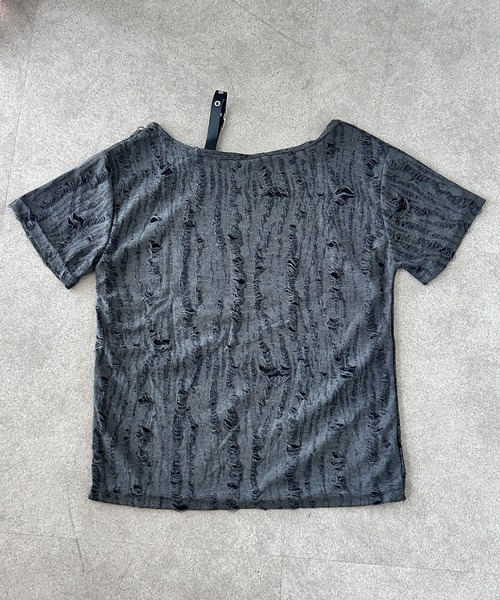 SHEPP(シープ)の「クラッシュジャガード パンクグラフィック ハーフスリーブオーバーサイズTシャツ(Tシャツ/カットソー・レディース・アイボリー/ダークグレー・M/L)」の11枚目の写真