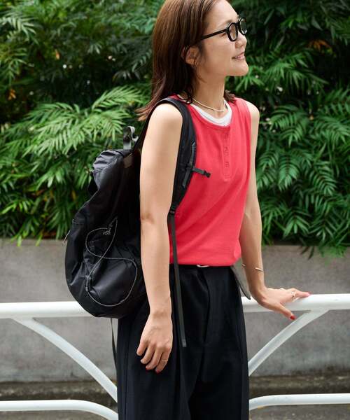OUTDOOR PRODUCTS(アウトドアプロダクツ)の「レイヤードライクノースリTEE(Tシャツ/カットソー・レディース・レッド/ブラック/チャコールグレー・FREE)」の14枚目の写真