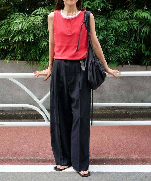 OUTDOOR PRODUCTS(アウトドアプロダクツ)の「レイヤードライクノースリTEE(Tシャツ/カットソー・レディース・レッド/ブラック/チャコールグレー・FREE)」の15枚目の写真