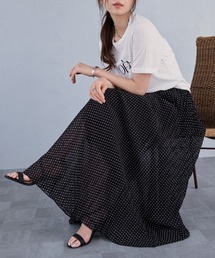ドットシアープリーツロングスカート
