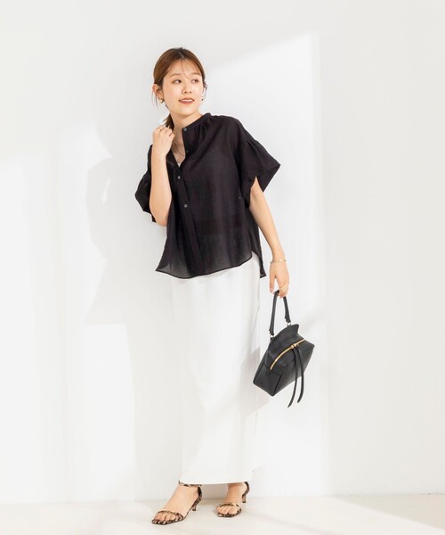 NOLLEY’S(ノーリーズ)の「【BECシリーズ】ウォッシャブル袖2WAYシアーブラウス(シャツ/ブラウス・レディース・オフホワイト/ベビーピンク/サックスブルー/ブラック・38)」の5枚目の写真
