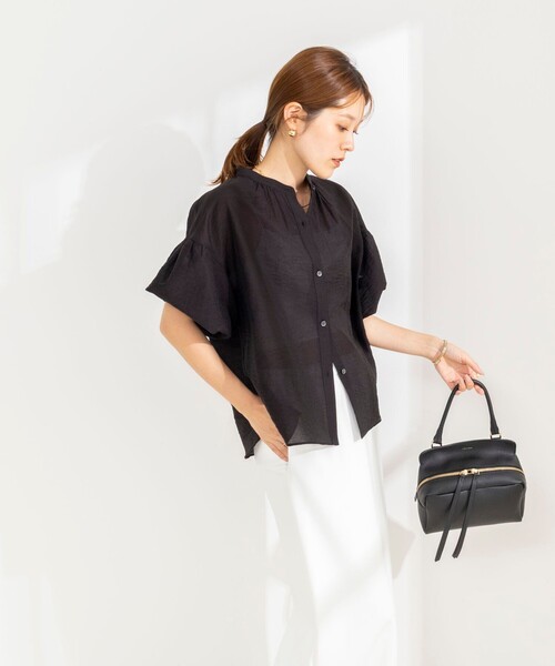 NOLLEY’S(ノーリーズ)の「【BECシリーズ】ウォッシャブル袖2WAYシアーブラウス(シャツ/ブラウス・レディース・オフホワイト/ベビーピンク/サックスブルー/ブラック・38)」の9枚目の写真
