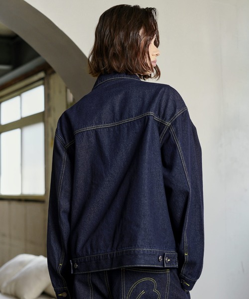 ROCHEM(ローシェン)の「【セットアップ対応】トラッカーデニムショートブルゾン(デニムジャケット・メンズ・インディゴブルー/ブラック・S/XS/L/M)」の10枚目の写真