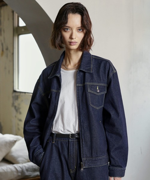 ROCHEM(ローシェン)の「【セットアップ対応】トラッカーデニムショートブルゾン(デニムジャケット・メンズ・インディゴブルー/ブラック・S/XS/L/M)」の7枚目の写真