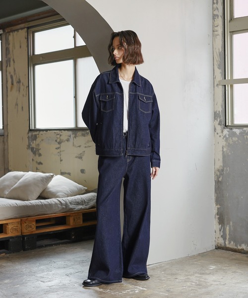 ROCHEM(ローシェン)の「【セットアップ対応】トラッカーデニムショートブルゾン(デニムジャケット・メンズ・インディゴブルー/ブラック・S/XS/L/M)」の15枚目の写真