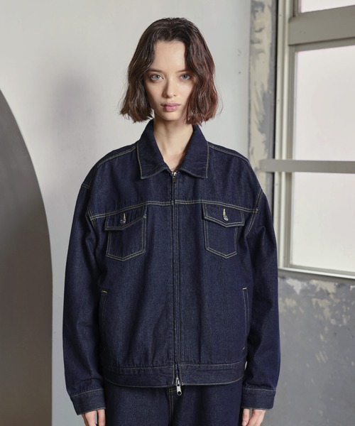 ROCHEM(ローシェン)の「【セットアップ対応】トラッカーデニムショートブルゾン(デニムジャケット・メンズ・インディゴブルー/ブラック・S/XS/L/M)」の22枚目の写真