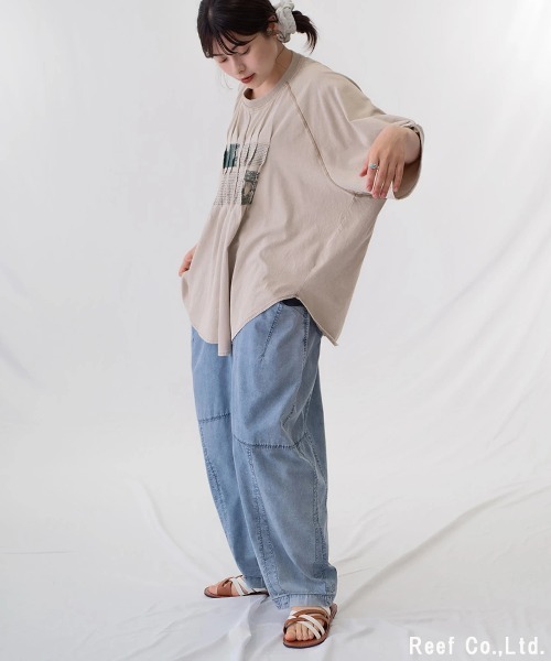 mililopiulu(ミリロピュール)の「mililopiulu/ミリロピュール 接触冷感デニム ナッツパンツ(デニムパンツ・レディース・グレー/ブルー/ネイビー・FREE)」の14枚目の写真