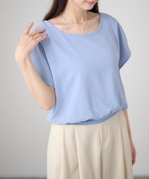 Lace Ladies(レースレディース)の「フレンチスリーブ ドルマン 裾切替 ラウンドネック ブラウス(シャツ/ブラウス・レディース・ホワイト/ブラック/ブルーグレー/ベージュ/ネイビー・XL/M)」の22枚目の写真