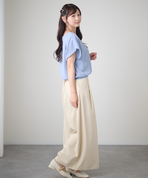 Lace Ladies(レースレディース)の「フレンチスリーブ ドルマン 裾切替 ラウンドネック ブラウス(シャツ/ブラウス・レディース・ホワイト/ブラック/ブルーグレー/ベージュ/ネイビー・XL/M)」の21枚目の写真