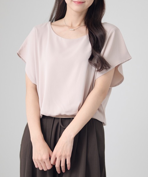 Lace Ladies(レースレディース)の「フレンチスリーブ ドルマン 裾切替 ラウンドネック ブラウス(シャツ/ブラウス・レディース・ホワイト/ブラック/ブルーグレー/ベージュ/ネイビー・XL/M)」の18枚目の写真