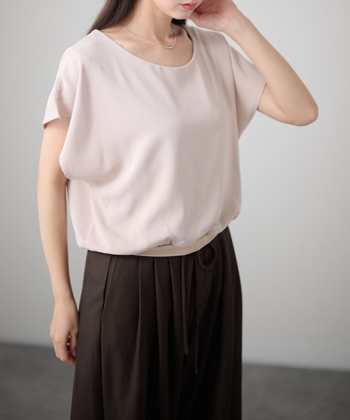 Lace Ladies(レースレディース)の「フレンチスリーブ ドルマン 裾切替 ラウンドネック ブラウス(シャツ/ブラウス・レディース・ホワイト/ブラック/ブルーグレー/ベージュ/ネイビー・XL/M)」の17枚目の写真