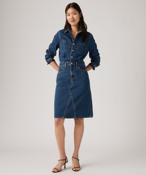 Levi's(リーバイス)の「Levi's/リーバイス Aラインデニムウエスタンドレス(シャツワンピース・レディース・ダークインディゴブルー・M/S/XS)」の1枚目の写真