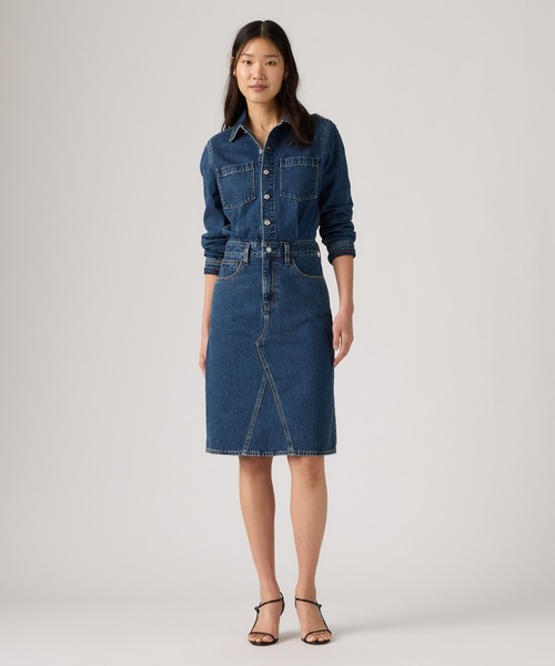 Levi's(リーバイス)の「Levi's/リーバイス Aラインデニムウエスタンドレス(シャツワンピース・レディース・ダークインディゴブルー・M/S/XS)」の2枚目の写真