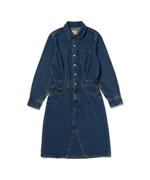 Levi's(リーバイス)の「Levi's/リーバイス Aラインデニムウエスタンドレス(シャツワンピース・レディース・ダークインディゴブルー・M/S/XS)」の4枚目の写真
