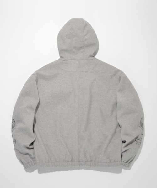 SUPERTHANKS（スーパーサンクス）の「＜オリジナル刺繍＞ストレッチウールハーフジップフーディStretch wool like Half zip hoodie（パーカー・メンズ・ブラック/グレー・L/M/S）」の6枚目の写真
