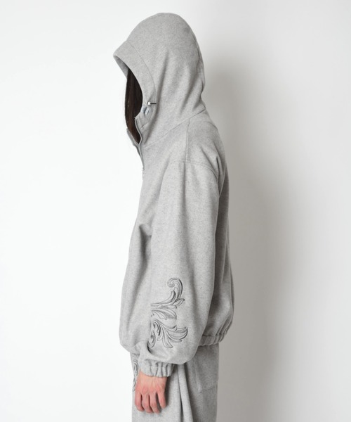 SUPERTHANKS（スーパーサンクス）の「＜オリジナル刺繍＞ストレッチウールハーフジップフーディStretch wool like Half zip hoodie（パーカー・メンズ・ブラック/グレー・L/M/S）」の12枚目の写真