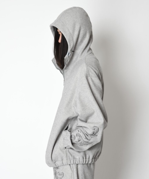 SUPERTHANKS（スーパーサンクス）の「＜オリジナル刺繍＞ストレッチウールハーフジップフーディStretch wool like Half zip hoodie（パーカー・メンズ・ブラック/グレー・L/M/S）」の13枚目の写真