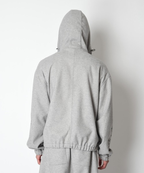 SUPERTHANKS（スーパーサンクス）の「＜オリジナル刺繍＞ストレッチウールハーフジップフーディStretch wool like Half zip hoodie（パーカー・メンズ・ブラック/グレー・L/M/S）」の14枚目の写真