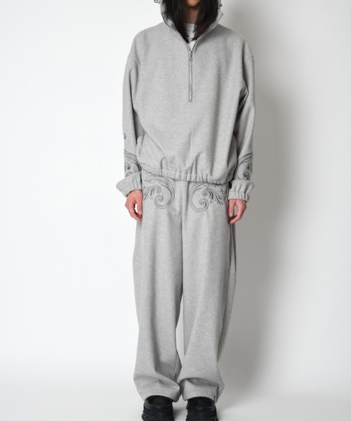 SUPERTHANKS（スーパーサンクス）の「＜オリジナル刺繍＞ストレッチウールハーフジップフーディStretch wool like Half zip hoodie（パーカー・メンズ・ブラック/グレー・L/M/S）」の17枚目の写真