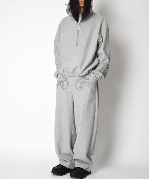 SUPERTHANKS（スーパーサンクス）の「＜オリジナル刺繍＞ストレッチウールハーフジップフーディStretch wool like Half zip hoodie（パーカー・メンズ・ブラック/グレー・L/M/S）」の19枚目の写真