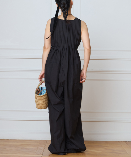 IENA LA BOUCLE(イエナラブークル)の「IENA LA BOUCLE ハイカウントタイプライタータックオールインワン(サロペット/オーバーオール・レディース・ベージュ/ブラック・38/36)」の4枚目の写真