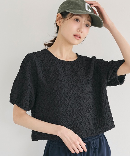 coca(coca)(コカ)の「【西山茉希様着用】表面感 パフスリーブブラウス(シャツ/ブラウス・レディース・ブラック/ブラウン・S/L/M)」の1枚目の写真
