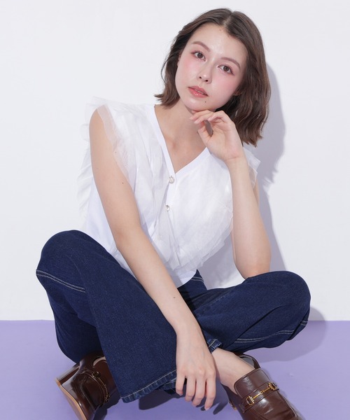 JILL by JILL STUART(ジルバイジルスチュアート)の「チュールレイヤードニット(ニット/セーター・レディース・ピンク/ホワイト/ブラック・FREE)」の19枚目の写真