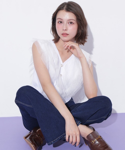 JILL by JILL STUART(ジルバイジルスチュアート)の「チュールレイヤードニット(ニット/セーター・レディース・ピンク/ホワイト/ブラック・FREE)」の20枚目の写真