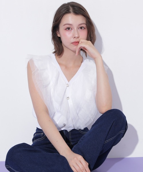 JILL by JILL STUART(ジルバイジルスチュアート)の「チュールレイヤードニット(ニット/セーター・レディース・ピンク/ホワイト/ブラック・FREE)」の16枚目の写真