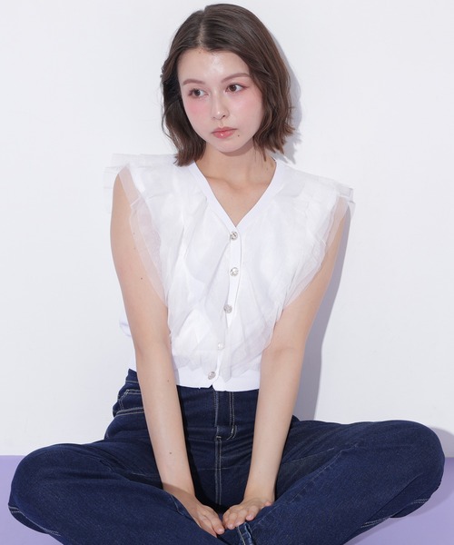 JILL by JILL STUART(ジルバイジルスチュアート)の「チュールレイヤードニット(ニット/セーター・レディース・ピンク/ホワイト/ブラック・FREE)」の17枚目の写真