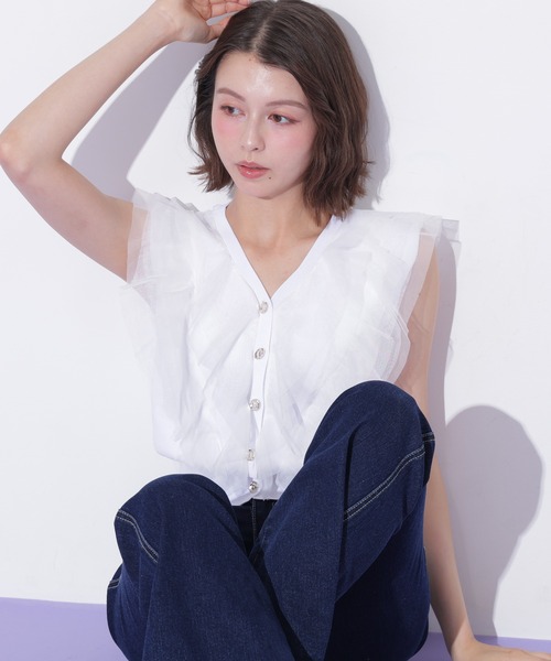 JILL by JILL STUART(ジルバイジルスチュアート)の「チュールレイヤードニット(ニット/セーター・レディース・ピンク/ホワイト/ブラック・FREE)」の18枚目の写真