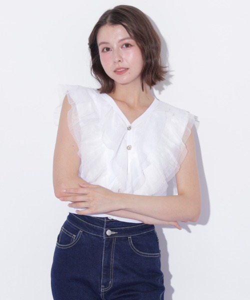 JILL by JILL STUART(ジルバイジルスチュアート)の「チュールレイヤードニット(ニット/セーター・レディース・ピンク/ホワイト/ブラック・FREE)」の22枚目の写真