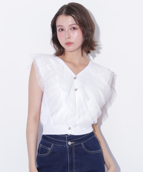JILL by JILL STUART(ジルバイジルスチュアート)の「チュールレイヤードニット(ニット/セーター・レディース・ピンク/ホワイト/ブラック・FREE)」の21枚目の写真