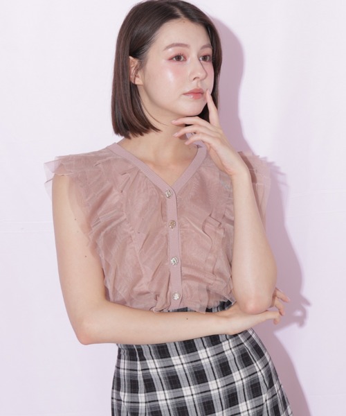 JILL by JILL STUART(ジルバイジルスチュアート)の「チュールレイヤードニット(ニット/セーター・レディース・ピンク/ホワイト/ブラック・FREE)」の10枚目の写真