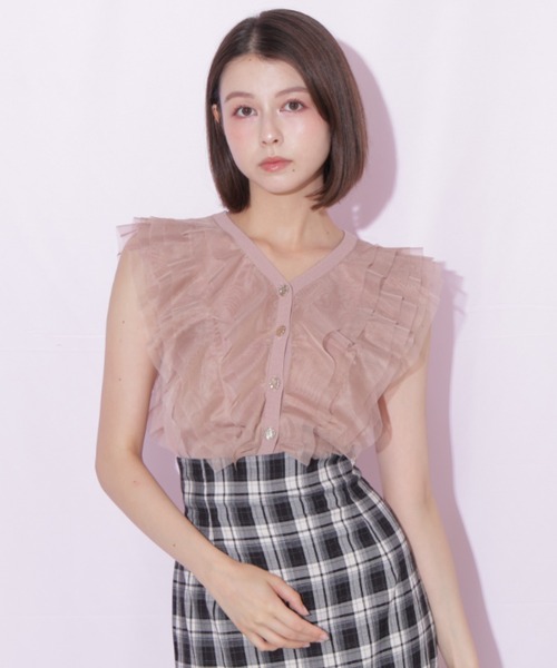 JILL by JILL STUART(ジルバイジルスチュアート)の「チュールレイヤードニット(ニット/セーター・レディース・ピンク/ホワイト/ブラック・FREE)」の11枚目の写真