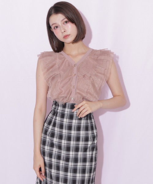 JILL by JILL STUART(ジルバイジルスチュアート)の「チュールレイヤードニット(ニット/セーター・レディース・ピンク/ホワイト/ブラック・FREE)」の12枚目の写真